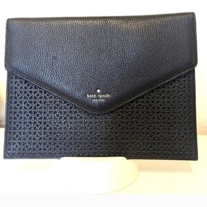 Kate Spade Mallo Wakefield Lane Black Pebbled Leather Envelope Clutch EUC